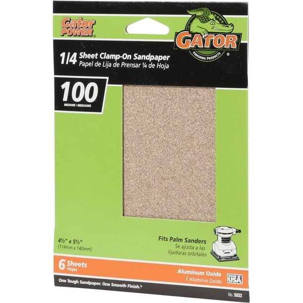 4.5" x 5.5" 100-Grit 25-Pack Gator 5132 1/4 Sheet Clamp-On Sandpaper